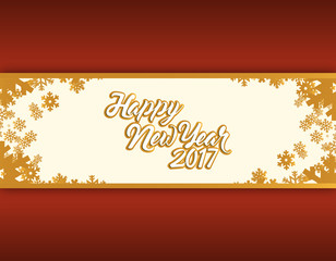 happy new year 2017 gold snowflakes