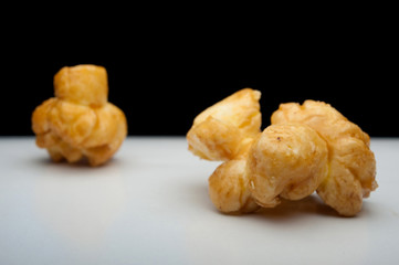 caramel popcorn on a white background