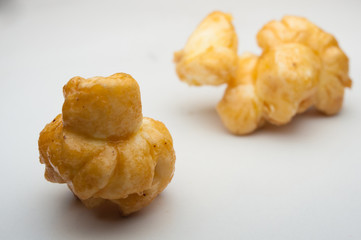 caramel popcorn on a white background