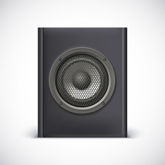 Fototapeta premium Black sound speaker on white background. illustration for your design.