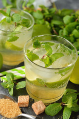 Fresh cocktail with mint and lime