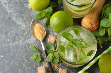 Fresh cocktail with mint and lime