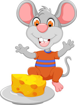 funny mouse cartoon eating cheese