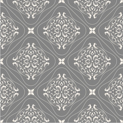 Damask seamless classic pattern. Vintage Baroque delicate background. Classic damask ornament for wallpapers, textile, fabric, wrapping, wedding invitation. Exquisite floral baroque template