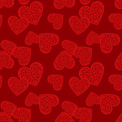 Valentine's day seamless pattern with lace hearts. Valentines day background for invitation. Endless texture can be used for printing onto fabric, paper or scrapbooking.