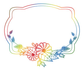 Beautiful floral label with gradient fill. Raster clip art.