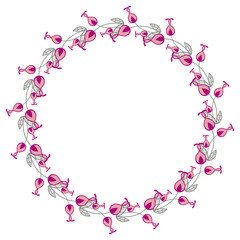 Color round frame with abstract flowers. 