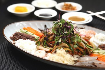 Assorted Seafood and Vegetables with Mustard Sauce