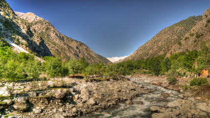 View to Bamboret river and Kalash valley, Chitral, Hindukush, Pakistan