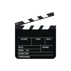 Movie clapper board isolated on white background. Vector illustration