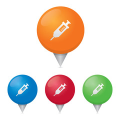 Medical Syringe or Injection Needle Map Markers