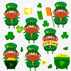 Set of leprechauns. St.Patrick 's Day. The national holiday of Ireland.