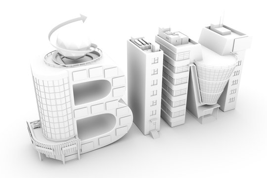 BIM In The Shopping Center Over White Background 3D Illustration