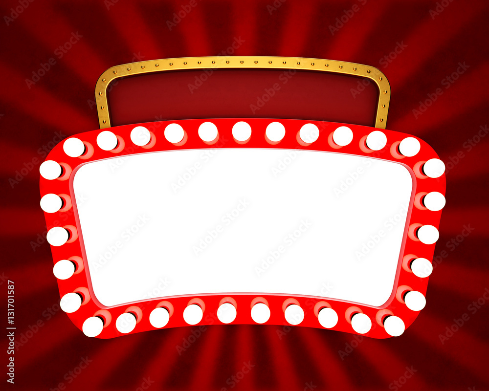 Canvas Prints glowing retro cinema banner with rays. 3d rendering