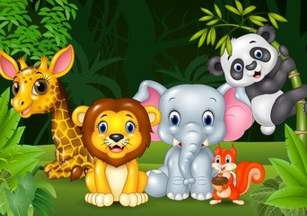 Cartoon wild animal in the jungle

