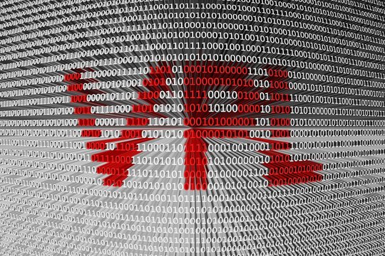 VPL in the form of binary code, 3D illustration