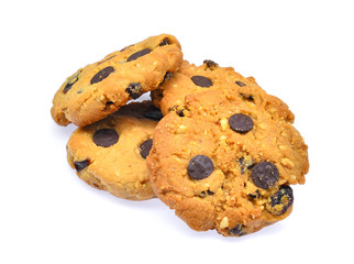 chocolate chip cookie isolated on white background