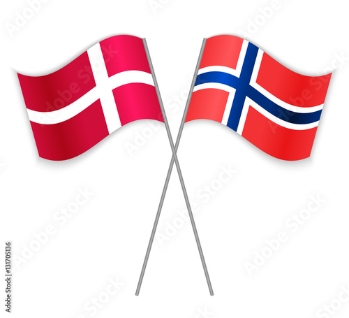 Danish And Norwegian Crossed Flags Denmark Combined With Norway Danish And Norwegian Crossed Flags Denmark Combined With Norway