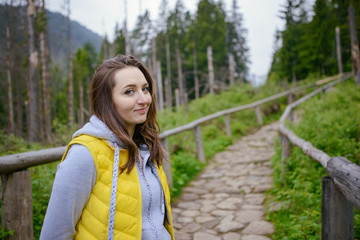 woman hiker hiking on trail