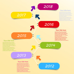 web template timeline with color icons