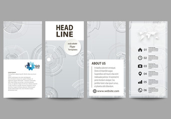 Flyers set, modern banners. Business templates. Cover template, easy editable layouts. High tech design, connecting system. Science and technology concept. Futuristic abstract vector background.