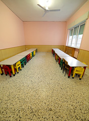 lunchroom with tables and chairs for children