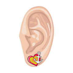 Human ear & earring