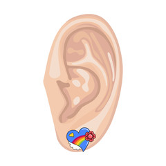 Human ear & earring