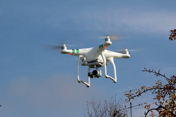 Quadrocopters / Drone / Drone rises into the sky