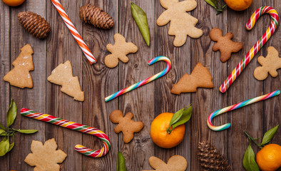 Christmas baking on decorated table