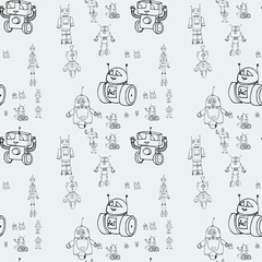 Robot doodles pattern.