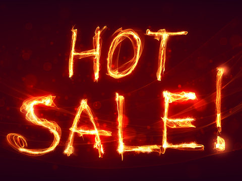 Big hot sale offer background in fire