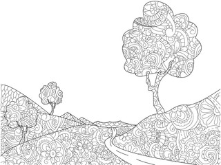Landscape coloring book for adults vector