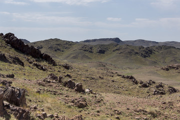 Die Hügellandschaft der südlichen Mongolei - Wüste Gobi