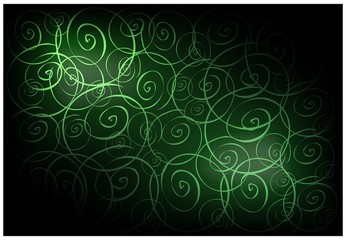 Green Vintage Wallpaper with Spiral Pattern Background