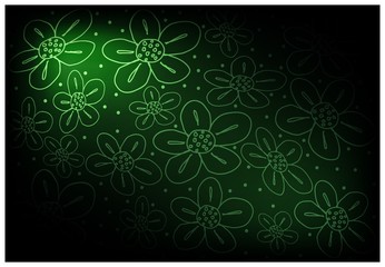 Green Vintage Wallpaper with Flower Pattern Background