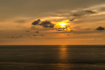 Sunsets at the sea in thailand. Horizontal photo with natural li