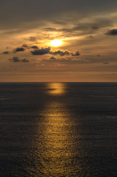 Sunsets at the sea in thailand. Horizontal photo with natural li