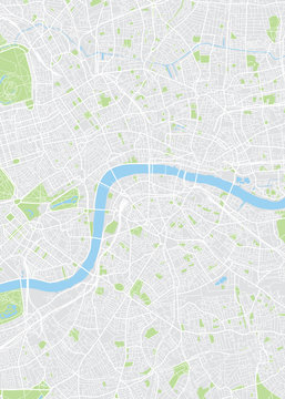 Colored plan map of London, aerial view
