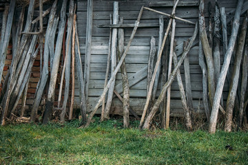 Fototapeta na wymiar Old wooden shed wall
