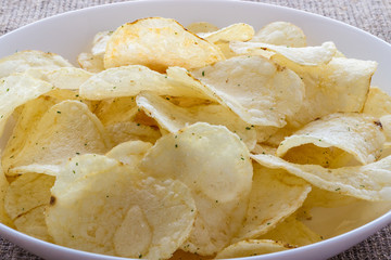 Crunchy delicious potato chips 