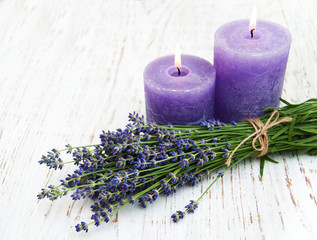 Fototapeta na wymiar Lavender and candles