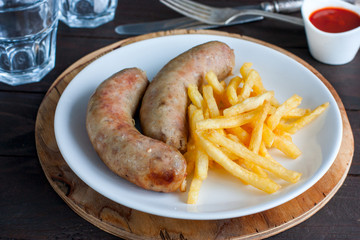 Sausages with fries