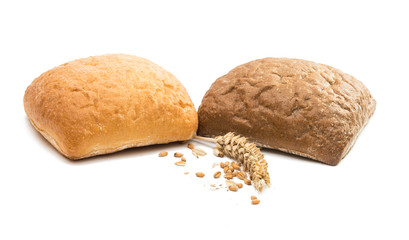 Fresh Italian bread ciabatta with ears of wheat