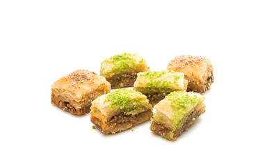 baklava with walnuts isolated
