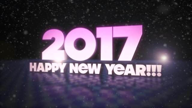 Happy New Year Purple 3D Text With Snow Falling HD Video