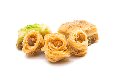 baklava with walnuts isolated