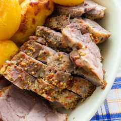 Pork baked in the oven with potatoes