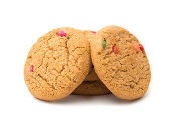 Cookies with color chocolate drops isolated