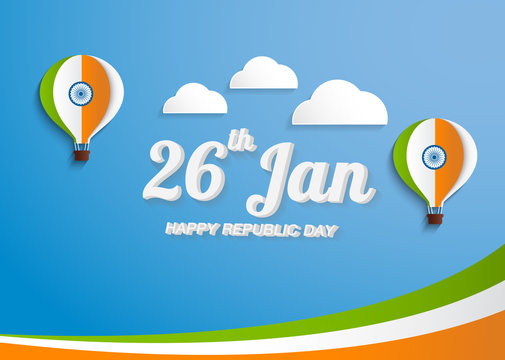 Greeting Card design with National color Text India on sky blue